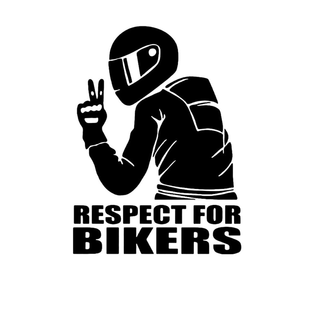 CHENJIAHAO Motorbike Stickers 2pc 15x11CM Respect Biker Sticker For On Car Motorcycle Vinyl Stickers Motorcycle Vinyl 3D Stickers And Decals Motorbike Tank Protectors(Black)