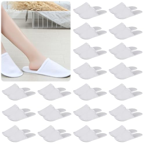 WEGREAT Juego de 20 pares de zapatillas de hotel para invitados, 28x11 cm, rizadas, para centros de belleza, bienestar, médicos, hoteles, unisex