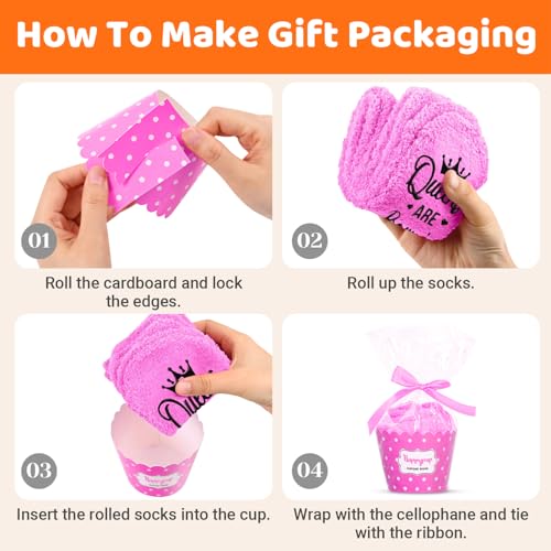 Image of HAPPYPOP Birthday Gifts Ideas for Women - January February March Birthday Socks in Pink