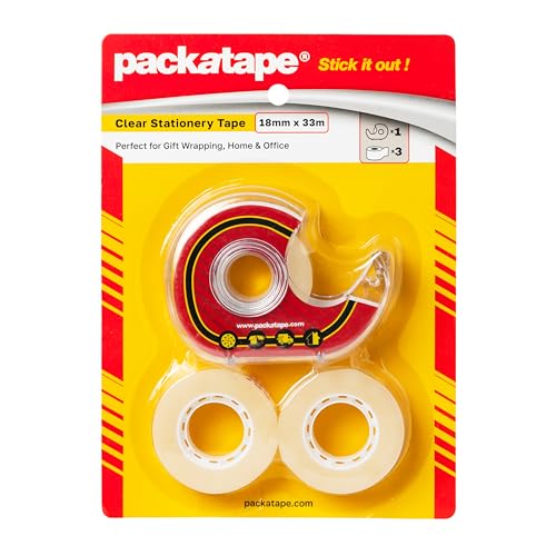 Cellotape 3 Clear Transparent Rolls 18mm x 33m | Tape Dispenser Included | Ideal for Gift Wrap Christmas Birthday Home or Office | Clear Stationery Tape