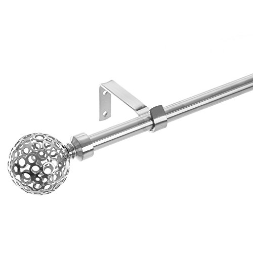 Set de barra de cortina extensible de 160 a 300 cm, 2 escuadras y 2 terminales cromo de metal