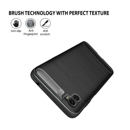 Image of NPRC Hybrid Ultra Slim Protective Case TPU Non-Slip Carbon Fiber Texture Shockproof Case Cover for Moto E22S - Black