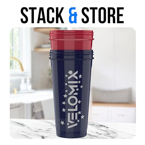 Image of VELOMIX -2 Pack- 28 oz Protein Shaker Bottles for Protein Mixes - 2x Wire Whisk | Leak Proof Shaker Cups for Protein Shakes and Pre Workout | Protein Shaker Bottle Pack (USA Flag)