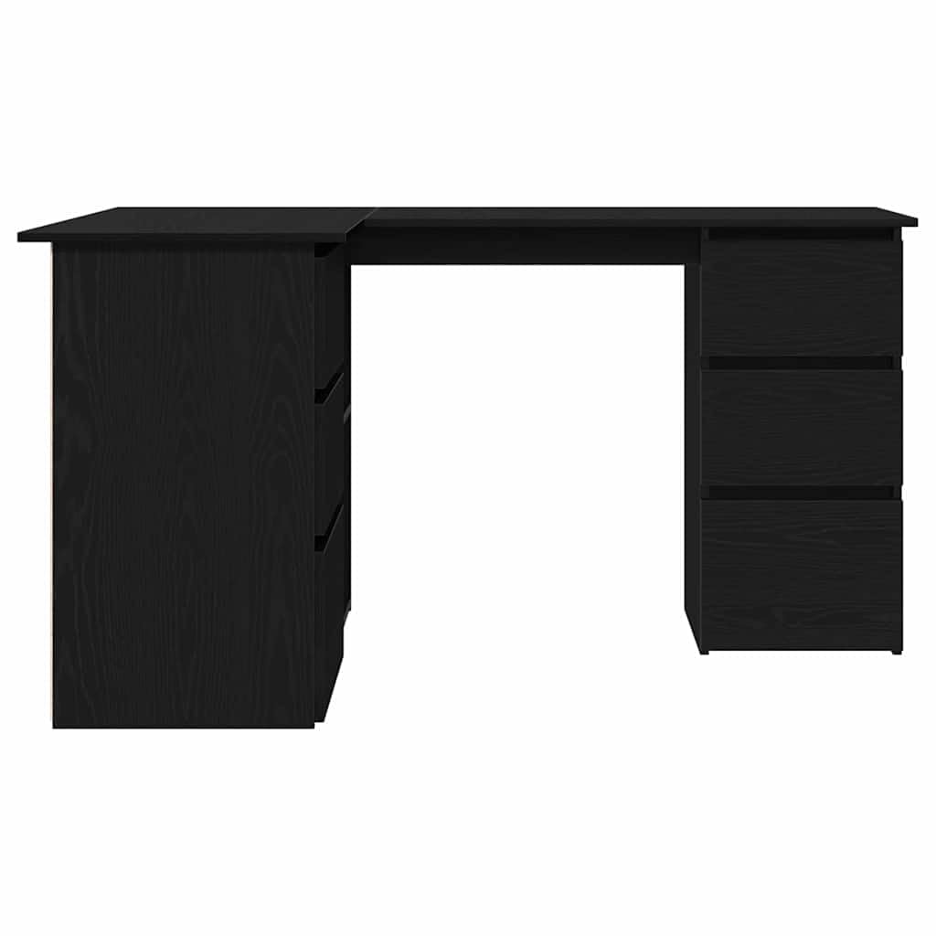 Scrivania da lavoro per computer, scrivania da ufficio, segretario con scaffale, nero, effetto rovere, 145 x 100 x 76 cm, per casa, ufficio, studio, appartamento