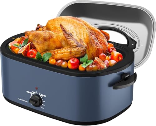 Comparison: Best Turkey Roaster Oven 9 Sunvivi Electric Roaster, 28-Quart Electric Roaster Oven featuring a Glass Lid, Ideal for Turkey Roasting with Self-Basting Cover, Detachable Pan, Cool-Touch Handles, Blue
