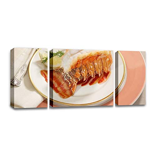CCArtist broiled Lobster Tail Plated with Butter and Herbs Lemon Lobsters and Wall