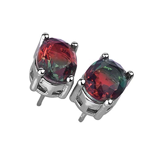 RIsxfh122 Frauen Oval Faux Kristall Eingelegte Ohr Ohrstecker Ohrringe Ohr Ohr Ohrringe Hochzeit Verlobung Schmuck Mode Accessoires Geschenk Rot + Grün Cover