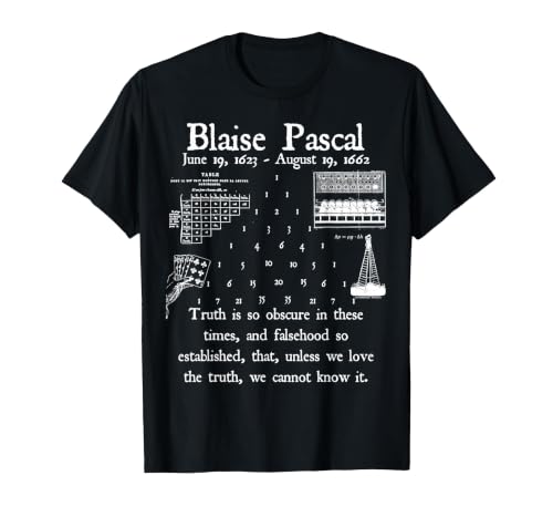 Nerdy Vintage Blaise Pascal Mathematics Quote Math Teacher T-Shirt, Men, Black, Small