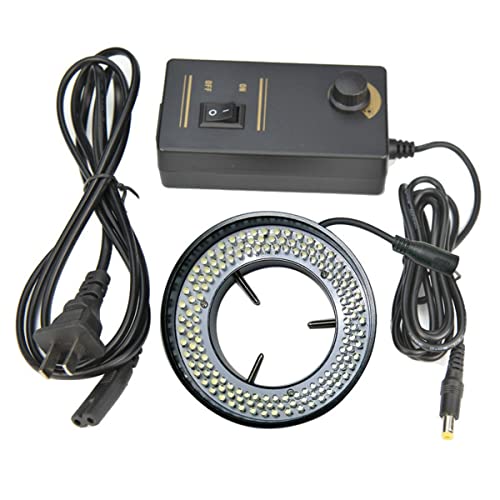 Microscope 144 LED Ring Light White Ring Lamp, Microscope Illuminator with Adapter 90V-240V