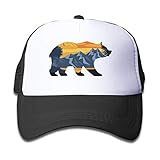 KKMKSHHG Bear Mountain Youth Adjustable Mesh Hats Baseball Trucker Cap for Boys and Girls (One Size, Black 2)