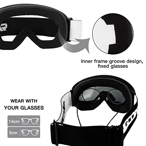 Vgooar Otg Ski Goggles, Frameless Ski Goggles With Anti-Fog Double Spherical Lens, 100% UV400 Protection Ski Snow Goggles For Men/Women - 3