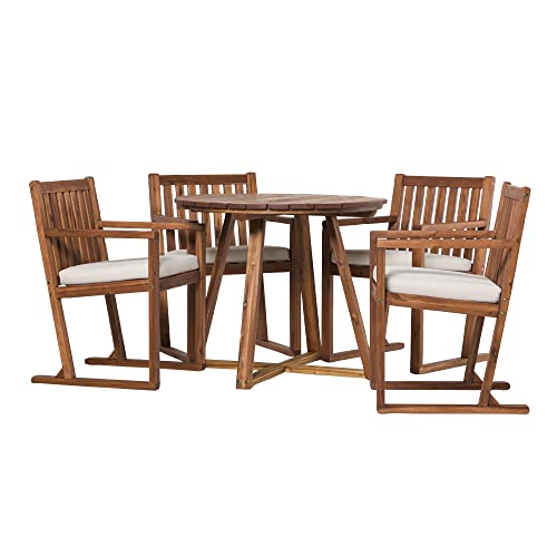 Walker Edison Itha 5-Piece Outdoor Dining Set, Brown