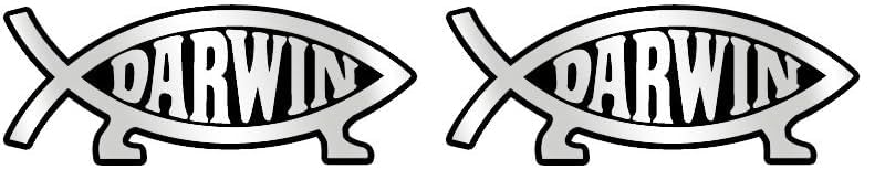 Image of Darwin Fish Plastic Auto Emblem - [Silver][5 1 /4'' x 2''] (Pack of 2)