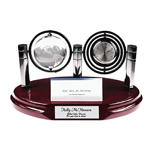 Executive Gift Shoppe | Galaxy Crystal Globe & Clock with Card Holder