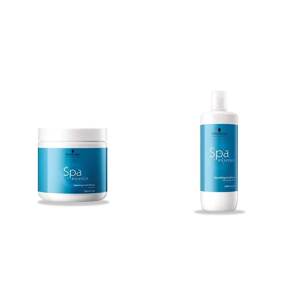 schwarzkopf professional spa essence hydrating masque, 500 ml & professional spa essence nourishing conditionerfor dry hair type, 1000 ml