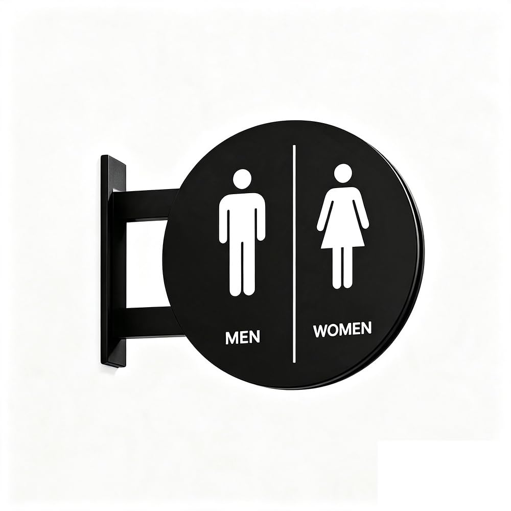 Ścienna Tabliczka WC Unisex Metalowa Okrągła Płyta