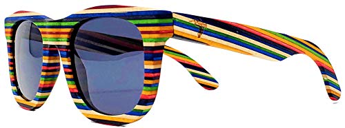 Pelican Sunwear Wood Sunglasses | Polarized Lenses | Handmade Multi-Colored Layered Rainbow Vintage Wooden Frame For Men And Women #TOP5