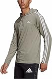 adidas Mens Lightweight Pullover Hoodie T-Shirt, Heather Olive/White, X-Large