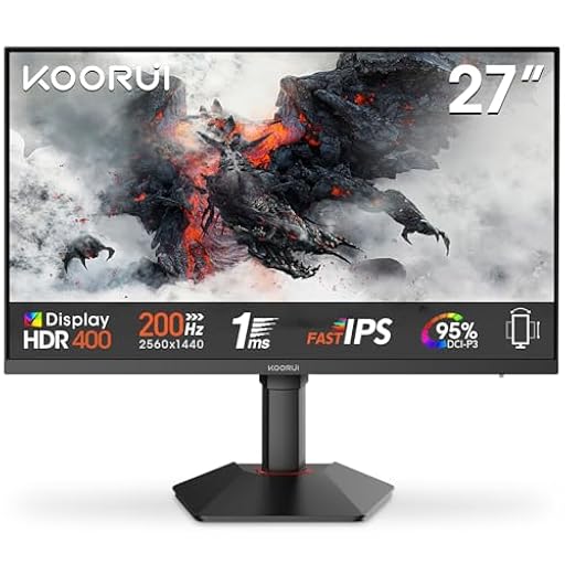 KOORUI G2722P Monitor Gaming 27 Pulgadas, 200Hz, Fast IPS, 1ms, Altura Ajustable, QHD (2560x1440, 2xHDMI 2.0, DP 1.4, VESA, Adaptive Sync, 10Bit, HDR400, 95% DCI-P3) | Ya disponible en tu tienda friki favorita! En mundofriki.es!