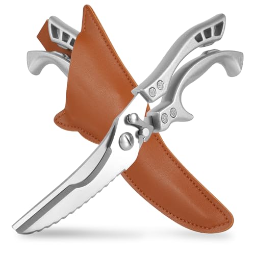 ANDONG Upgrade Heavy Duty Stainless Steel Kitchen Scissors - Professional Poultry Shears for Bone, Meat, Chicken, Fish, Turkey, Vegetables,Spring Loaded Multipurpose Ultra Sharp Utility Scissors