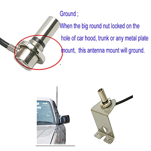 UngSung 3/8”x24T Antenna Stud Mount to PL-259 Connector with 15FT (4.5M) Coax RG58A/U Cable for CB Ham Two Way Radio Antenna - Image 3