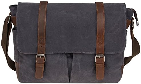 Peacechaos Vintage Waterproof Canvas Leather Trim DSLR SLR Camera Messenger Bag (Grey)