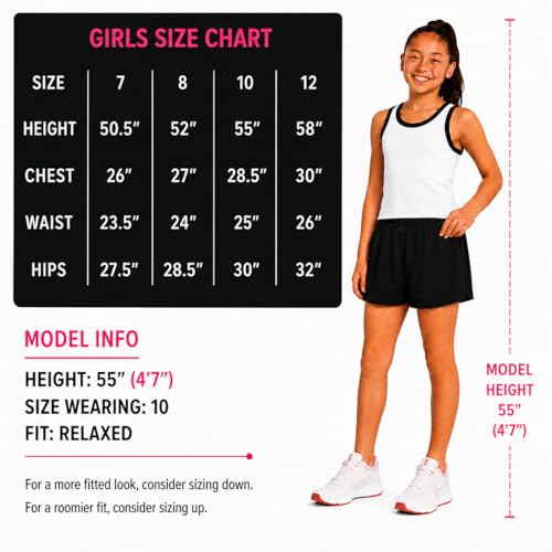 Image of Reebok Girls 2-Piece Short Set - Sleeveless Tank Top & Butterfly Shorts | Soft Cotton Feel, Stretchy Elastic Waist, Flowy Athletic Fit for Gym, Play & Everyday Wear