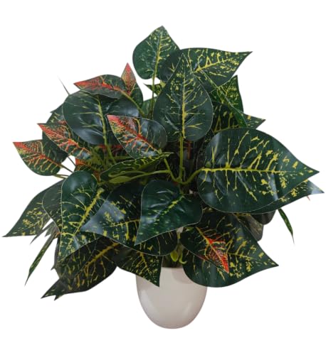 Image of Natural Looking Artificial Big Croton Plant /Tree with Pot | Ornamental Plant for Interior Decor | Home /Shop /Office Decor (Big-Croton)