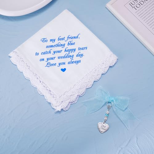 Image of MIXJOY Something Blue Gift for Bride, Wedding Day Bridal Blue Pearl Angel Wings Bouquet Garter Charm for Bride to Be