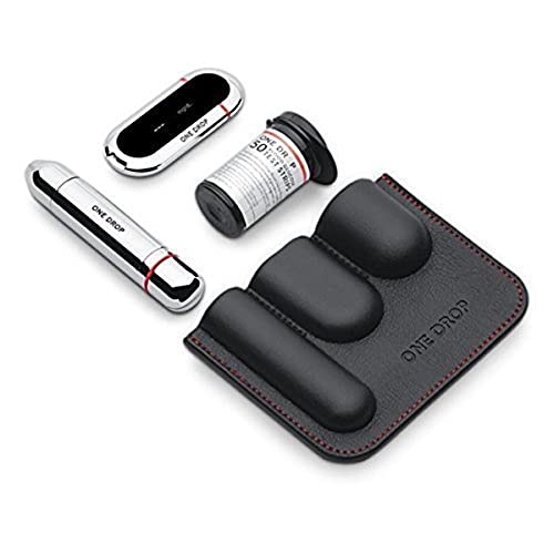 One Drop for Diabetes Starter Kit with Bluetooth-Enabled Glucose Meter, Chrome/Black/Orange, 1 Lancing Device, 33-Gauge Lancets (10 Count), Test Strips (25 Count), and 1 Carrying Case