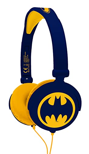 LEXIBOOK Warner Batman-Auriculares estéreo, Potencia Apta para niños, Plegable y Ajustable, Azul/Naranja, Color, Medium