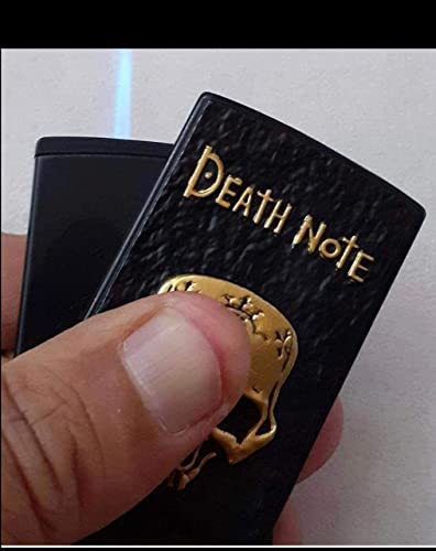 Image of Refillable Metal Side Slider Death Note Windproof Jet Flame Pocket Lighter Cigarette Lighter Stylish Look Antique Lighter AADDBB 17 (Without Gas)