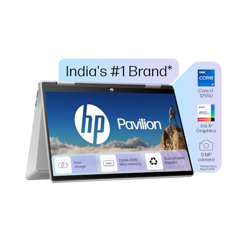 Image of HP Pavilion x360, 12th Gen Intel Core i7,16GB RAM /512GB SSD 14-inch(35.6 cm) FHD, Multitouch, Micro-Edge Display /Alexa /Win 11 /Intel Iris Xe Graphics /5MP Camera /B&O /Backlit KB /Pen /MSO,14-ek0088TU