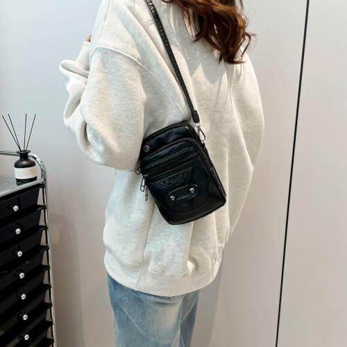 Crossbody Bag for Women Retro Single Shoulder PU Small Messenger Bag Cell Phone Purse Shoulder Holster Pouch3