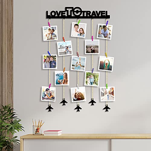 Image of Art Street Love to travel Clip Picture Collage /Hanging Photo Frame Frame Collage Mdf Plaque, Valentine Day Gift - Black - Size - 18.5 x 32 inchs