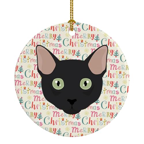 Caroline's Treasures Mandalay Cat Christmas Ceramic Ornament Christmas Tree Hanging Decorations for Home Christmas Holiday, Party, Gift, 3 in, Multicolor