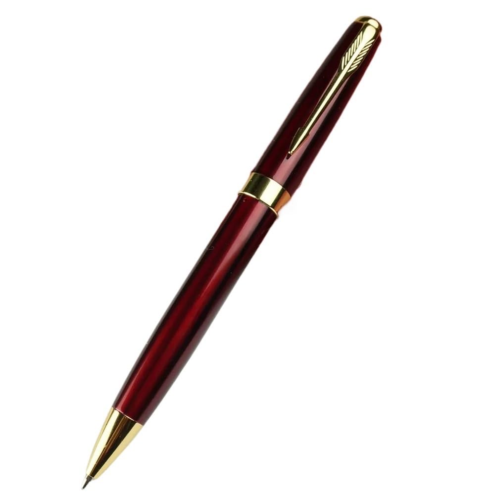 Metalowy długopis, czarny atrament, średni punkt, 1,0 mm, gładkie pisanie, chowany, biznesowy długopis (czerwony)