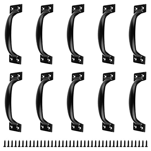 TIANLIN Möbelgriffe Schwarz, 10 Stück Schrankgriffe, Schubladen Griffe, Müheloses Drücken und Ziehen, mit 40 Schrauben, Ideales Zubehör für den Umgang mit Griffe Möbel (Lochabstand 140 mm) Cover