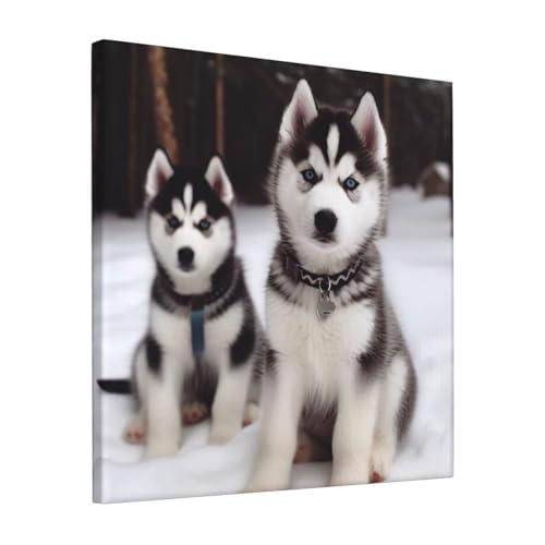 Impressions sur toile Huskies d'art moderne au rendu haut de gamme 30x30cm