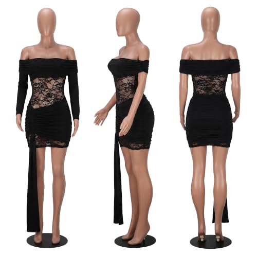 Image of PORRCEY Women's Sexy Elegant Rhinestone Mesh Party Club Night Mini Dress