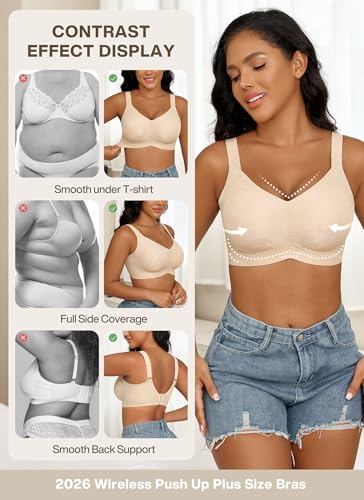 Image of Xcutting Women Wirefree Bras for Women Full Coverage No Underwire Everyday Bras Comfortable Wireless Padded Bras