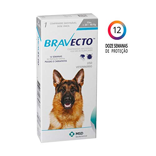 ANTIPULGAS E CARRAPATOS BRAVECTO 1000MG CÃES DE 20 A 40KG