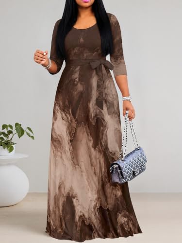 Image of Women's 3 /4 Sleeve Maxi Dress with Pockets