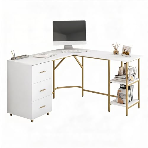 Techni Mobili L Shaped Desk - Two-Toned Computer Desk...