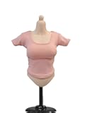 Fremego 1/6 Scale Female Clothes,Female Elastic Tight Short Sleeves T-Shirt Tops Outfit Clothing for 12inch PH TBL JO Worldbox Action Figure (Pink)