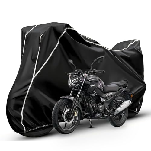 Image of Waterproof Bike Body Cover Compatible with Tvs Raider Dustproof Scratchproof - Motorcycle Cover for Two Wheeler, Outdoor Full Cover with UV, Duty, Rain Protection (Black & White)