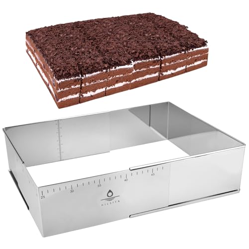 Hilsita cadre patisserie rectangulaire ajustable, moule gateau à brownie en acier inoxydable, Moule à gâteau Tiramisu, cadre à patisserie de forme carrée,...