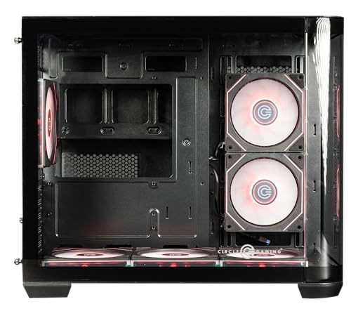 Image of Circle Lucid Curve MX Mid Tower Computer Case | Gaming Cabinet - Black | Panoramic Curved Glass | Supports M-ATX and ITX | Pre Installed 3X Bottom, 2X Side and 1X Rear 120MM Infinity Mirror ARGB Fans