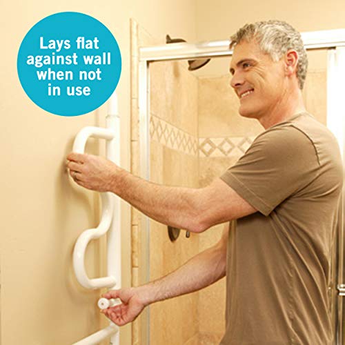 Stander The Curve Grab Bar - Elderly Rotating Wall Mounted Ladder Assist Handle + Bathroom Grab Bar Toilet Aid