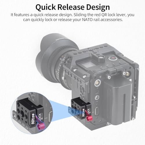 Nitze Quick Release NATO Clamp with Lock Lever, with 1/4" and 3/8" ARRI Locating Hole for Camera and Monitor Cage Magic Arm - Image 4